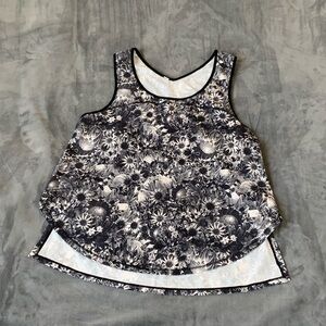 Lululemon Athletica Black and White Floral Tank Top